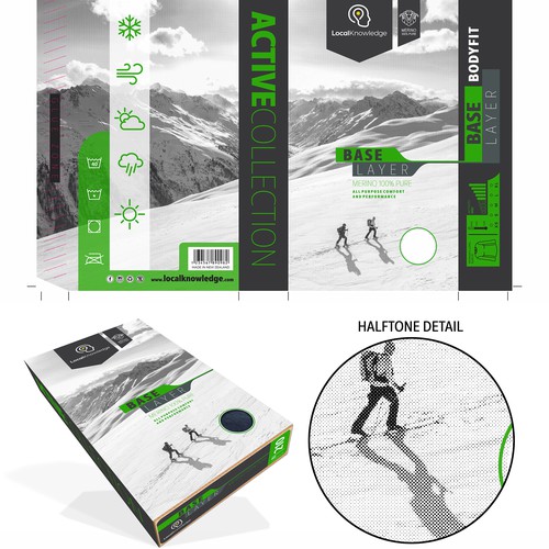 Clothing packaging with the title 'Merino packaging'