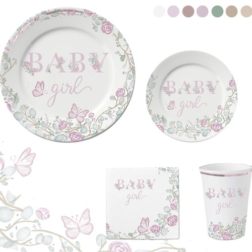 Botanical illustration with the title 'Illustrations for party set'