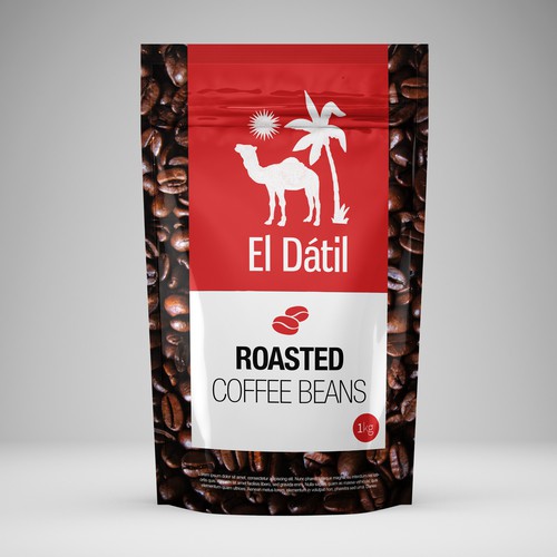 Packaging illustration with the title 'Coffee bag packaging design'