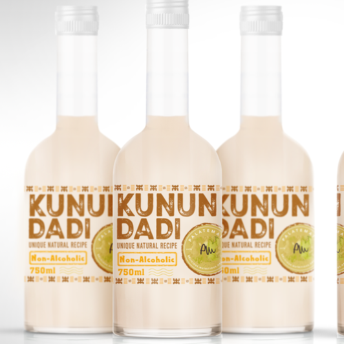 Retail label with the title 'Unique ethnic natural drink label design'