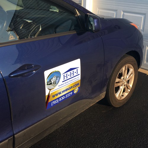 Magnet design with the title 'eye-catching vehicle magnet design for home inspection company'