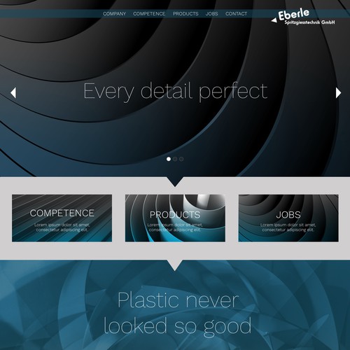 Dark website with the title 'Web design for a plastic manufacturer'