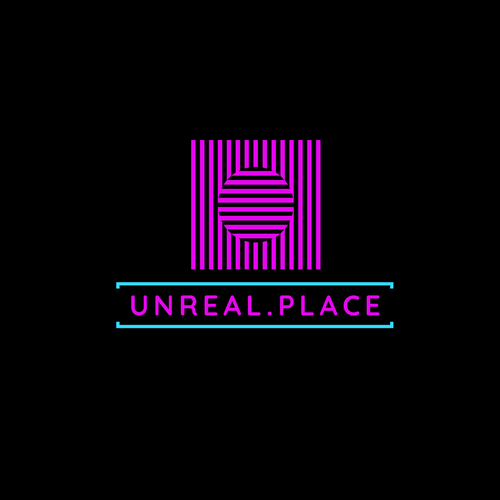 Optical illusion logo with the title 'Unreal.Place VR logo'