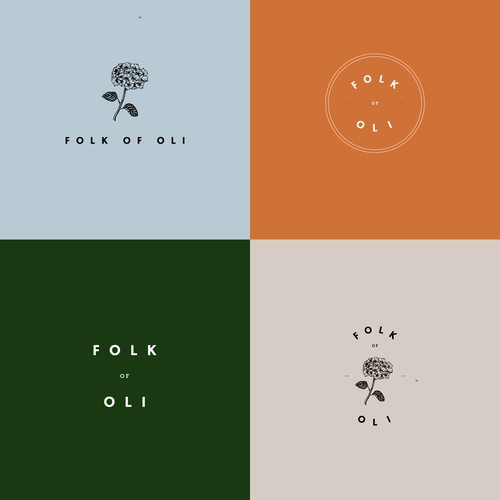 Flower logo with the title 'Folk of Oli Logo Design'