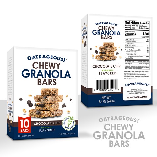 Granola packaging with the title 'CHEWY GRANOLA BARS'
