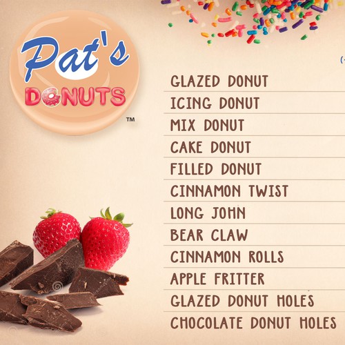 Neutral design with the title 'Pat's Donuts - Menu'