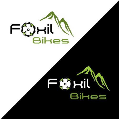 Mountain biking logo with the title 'Foxil Bikes Logo'