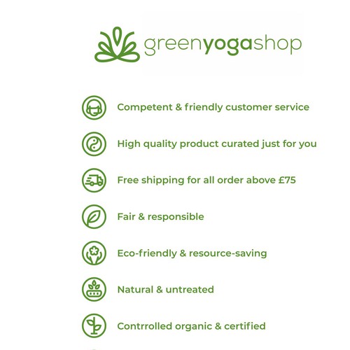 Green artwork with the title 'greenyogashop icon refined'