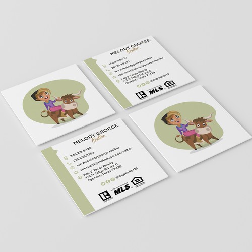 Real estate design with the title 'Business card design for Melody George'