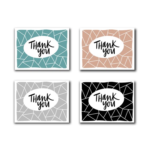 Brush lettering design with the title 'Geometric Thank You Card - contest submission'