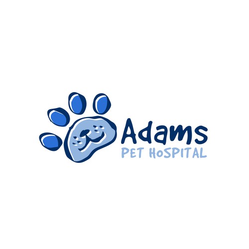 Illustrated logo with the title 'Pet paw logo'