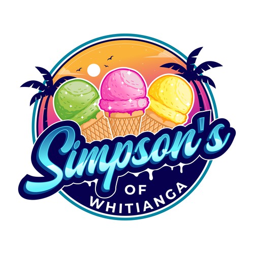 Ice cream shop design with the title 'Simpson's of whitianga'