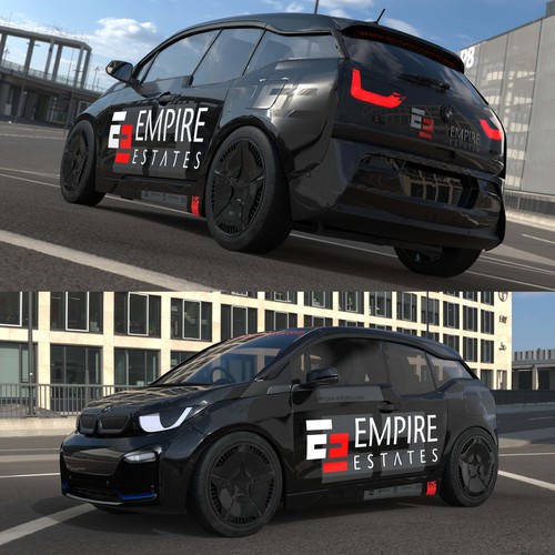 BMW design with the title 'Car wrap - real estate agency'