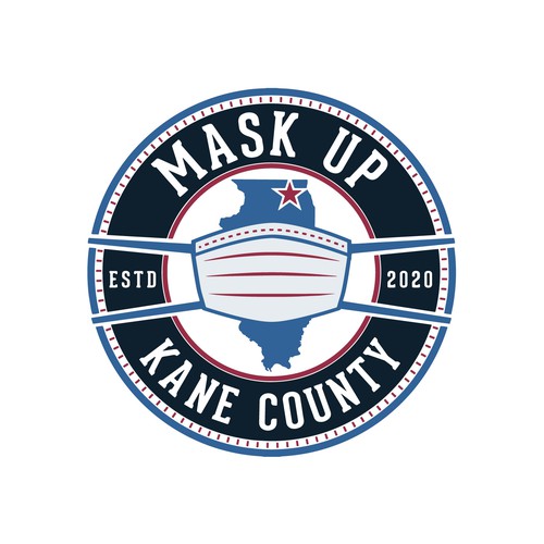 Mask logo with the title 'Illinois Pandemic Mask Volunteer Group'