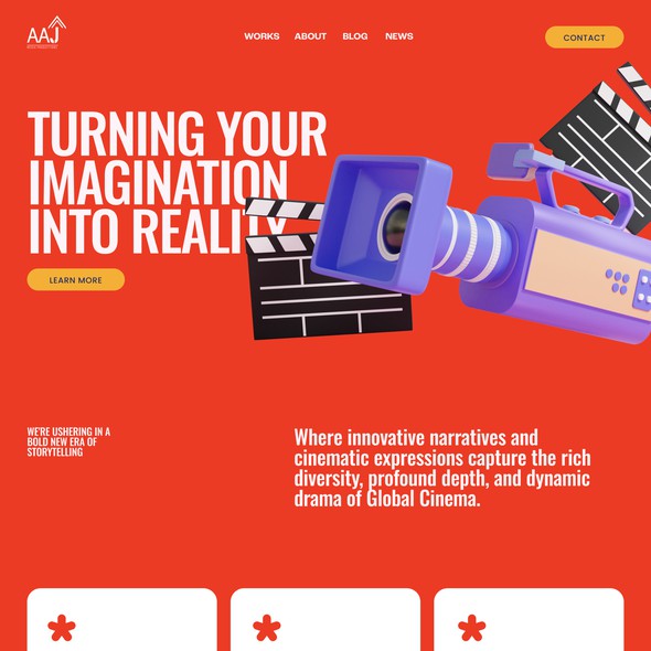 Photography website with the title 'Modern website for Video production | Film prosuction | Entertaimnet | Movie'