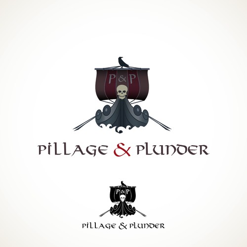 Illustrated logo with the title 'Viking ship inspired logo'