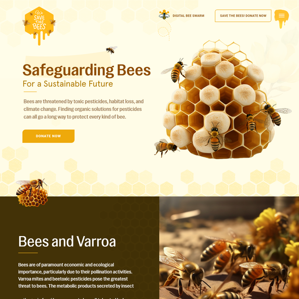 Environmental design with the title 'We Save The Bees Kids Website'