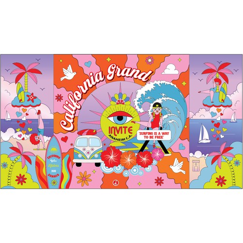 Artistic illustration with the title 'Mural Sport California Grand'