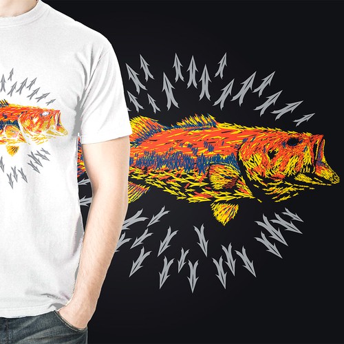 Fishing t-shirt with the title 'Large Mouth Bass Illustration'