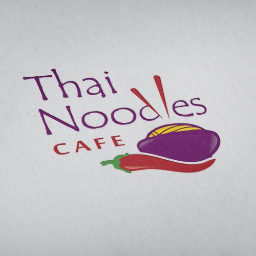 Chili pepper logo with the title 'Noodles Cafe'