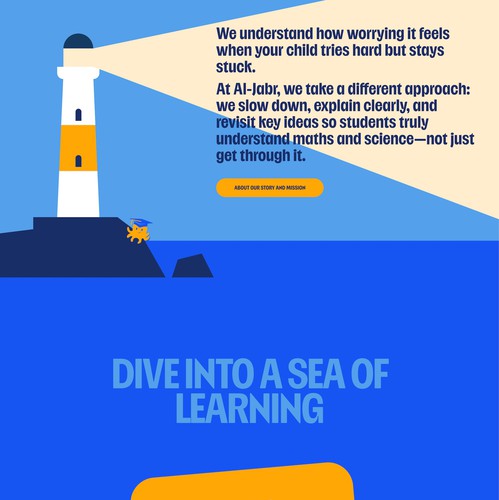 Children's website with the title 'Dive into a sea of learning'
