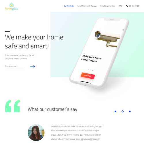 Security website with the title 'Website for home security services'