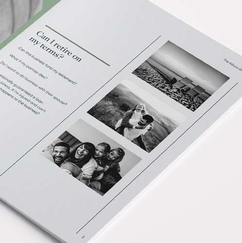 Document design with the title 'The Atticus Group - Bi-fold Brochure Design '