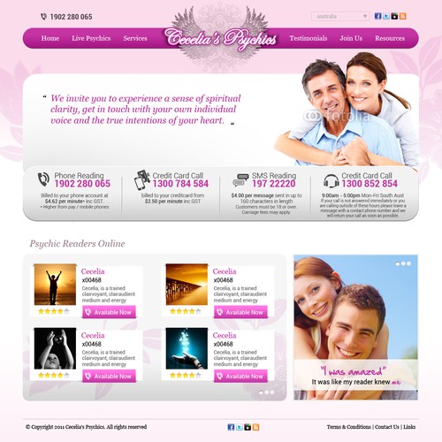 Tarot design with the title 'New website design wanted for Cecelia's Psychics'