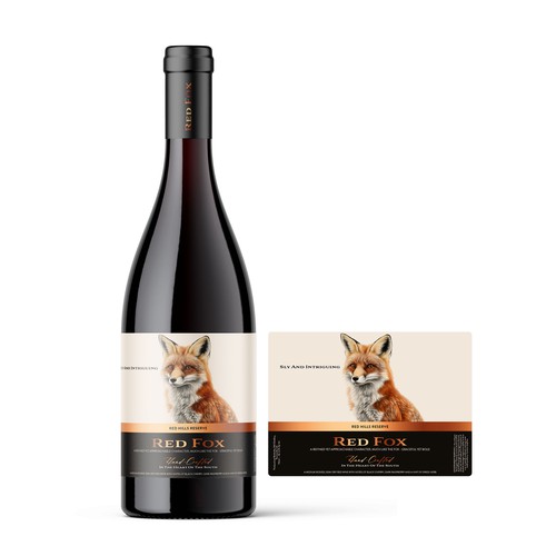 Red wine label with the title 'Red Fox'