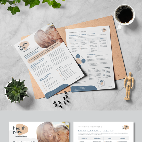 Clinic design with the title 'Health Plus General Practice Brochure'