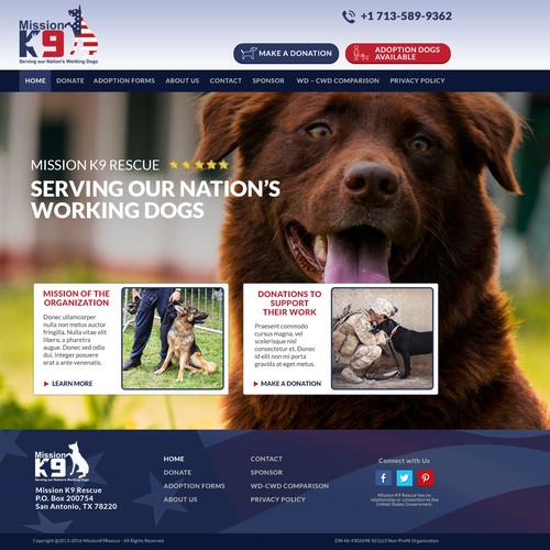 Dog website with the title 'K9 Mission'