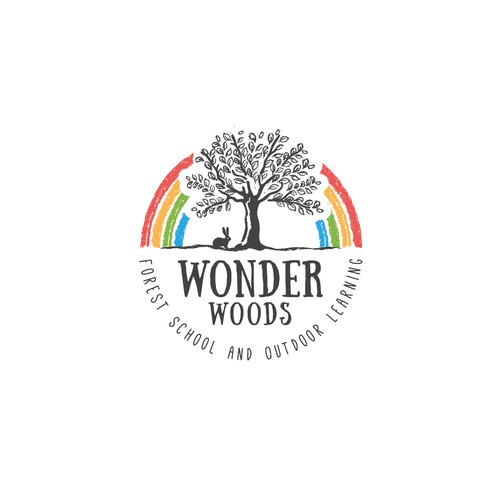 Rainbow design with the title 'Wonder Woods'