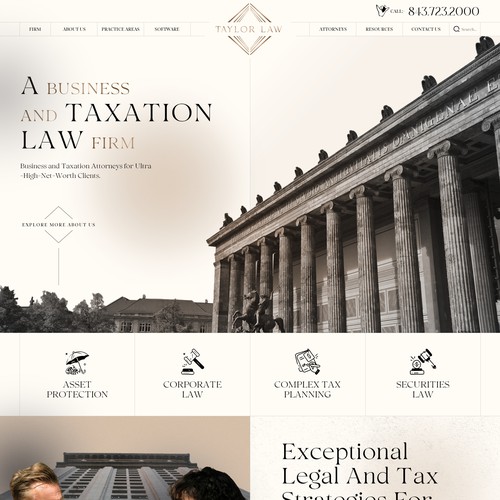 Black and white website with the title 'Law Website Design'