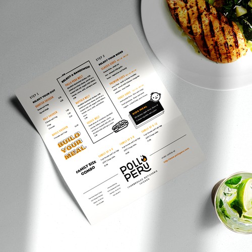 Foodie design with the title 'Simple and Modern Menu Design for Pollo Peru'