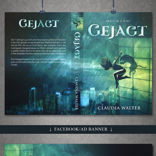 Young adult book cover with the title 'Gejagt'