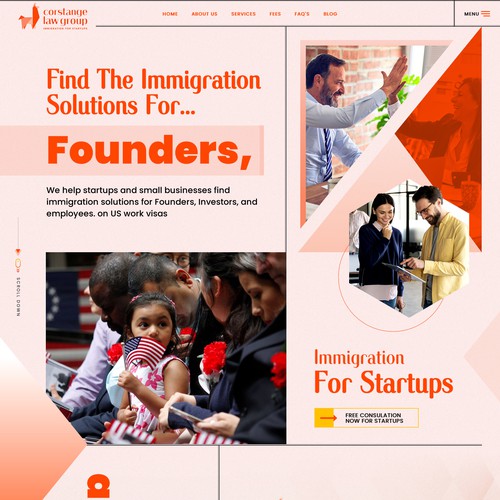 Lawyer website with the title 'Colorful, bold website for unconventional law firm website design'