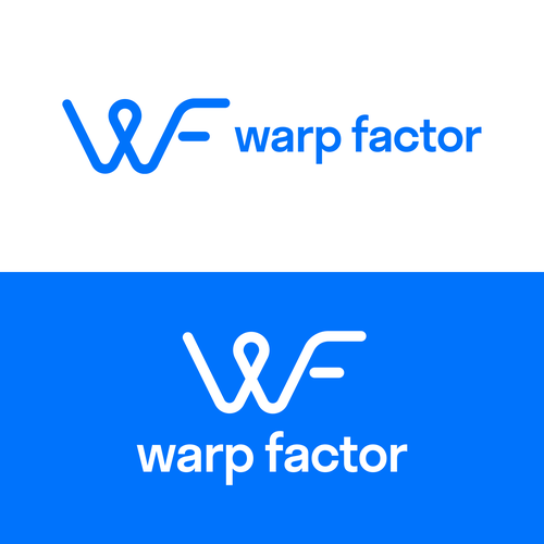 Ocean blue logo with the title 'warp factor startup logo'
