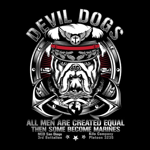 Dog t-shirt with the title 'USMC'