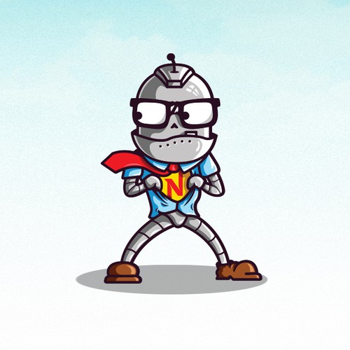 Nerd design with the title 'Heroic Robot Mascot'