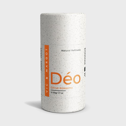 Heritage design with the title 'Natural Deodorant refillable Tube'