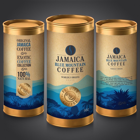 Blue packaging with the title 'Package design'