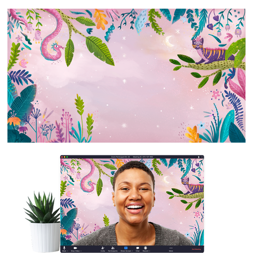 Botanical illustration with the title 'Zoom background'