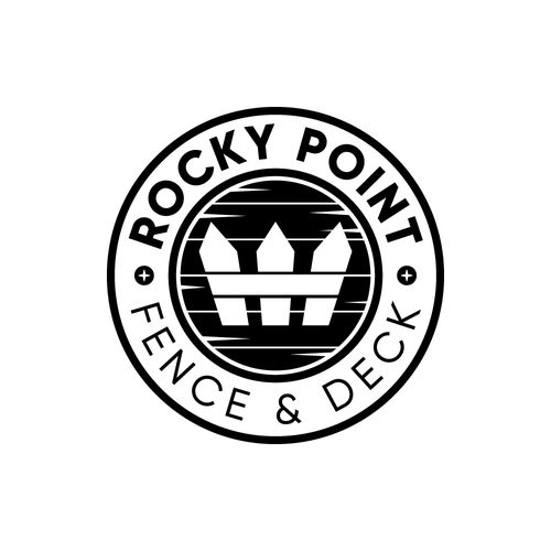 Fence design with the title 'Rocky Point Fence & Deck Logo Badge Design'