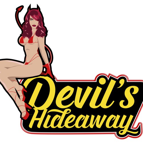 Nightclub design with the title 'Devil's Hideaway strip club logo proposal'