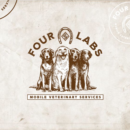 Yellow and brown design with the title 'Four Labs'