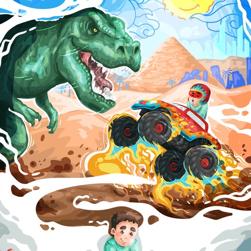 Imaginative design with the title 'Poster Illustration depicting a child's imagination'