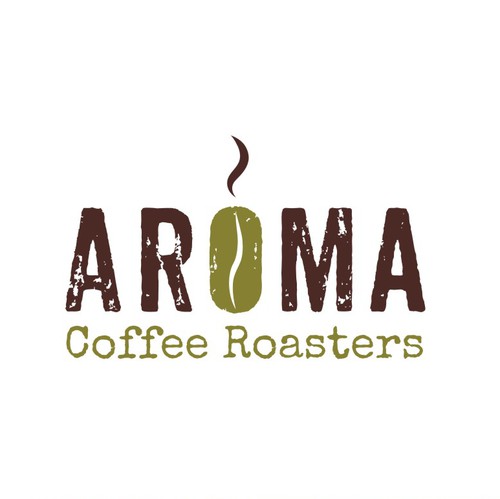 Coffee bean logo with the title 'Logo-design for Aroma Coffee Roasters'
