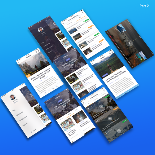 E-learning design with the title 'Blog & Video Training iOS App Design part 2'