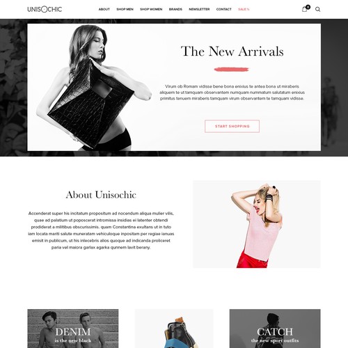 Fashion website with the title 'Website design concept for Unisochic'