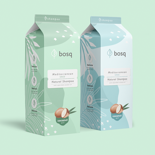 Milk packaging with the title 'Natural Shampoo Packaging Design'